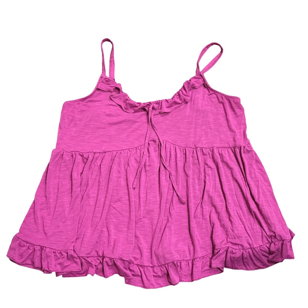 Torrid Super Soft Slub Magenta Pink Tiered Ruffle Cami Tank Top Plus Size 1 1X